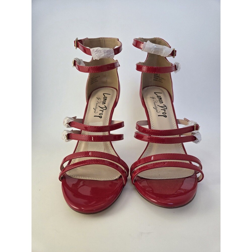 Lemon Drop By Privileged Red Patent Strappy Heels Stiletto Sandals Womens Size 9